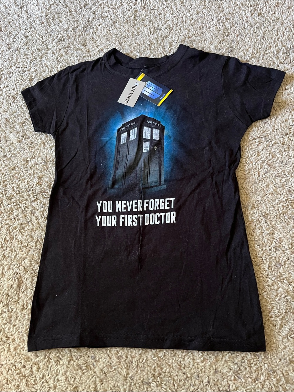 Ripple Junction Doctor Who TARDIS Graphic Tee - Black with Blue Print